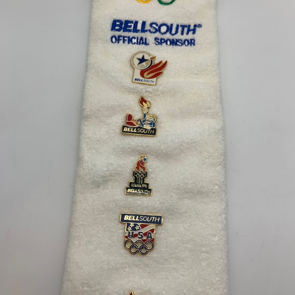 Vintage Bellsouth USA 1996 Olympic Games Embroidered Towel and Pins - Picture 5 of 16